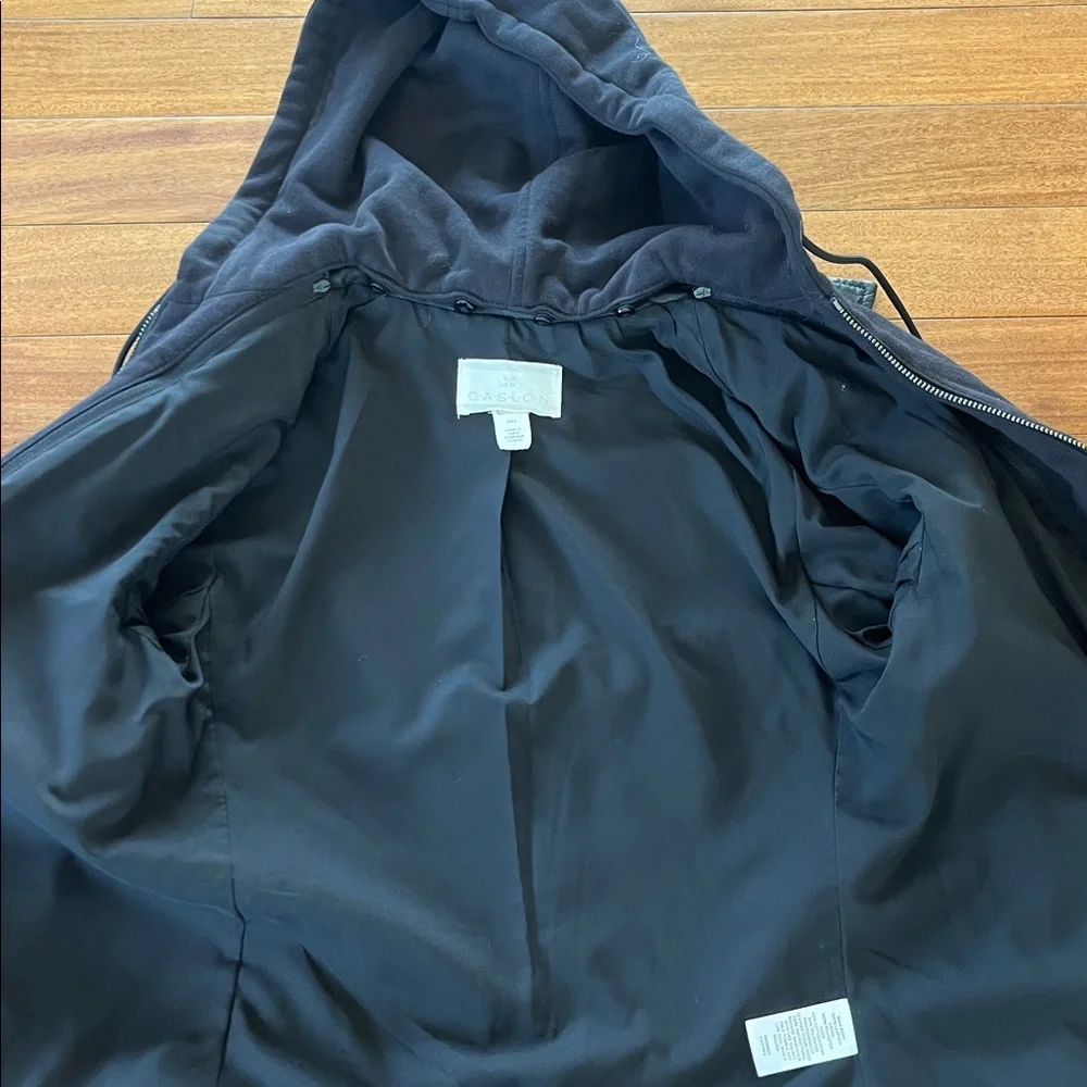 Caslon Nordstroms Super Soft Black Leather Moto Jacket Removable hoodie XXS - Picture 4 of 6